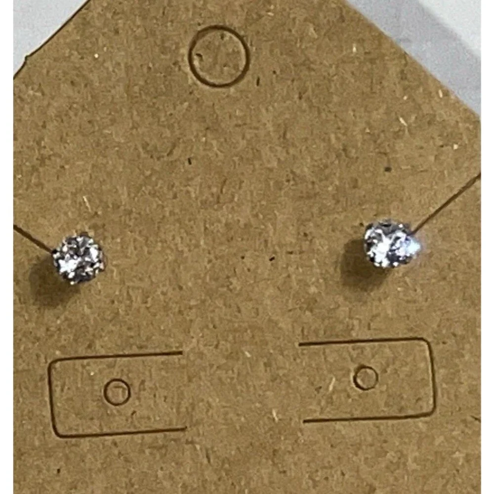 Cubic Zirconia Stud Earrings Hypoallergenic Surgical Steel Sensitive Ear New